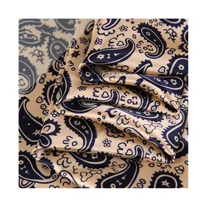 Chondy Wholesale Custom Design In-Stock Stretch Silk Satin Digital Printed Orange Floral Fabric By The Yard