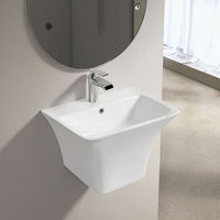 Lavabo mural rectangulaire en porcelaine pour salle de bain, demi-piedestal, suspendu, à poser au mur