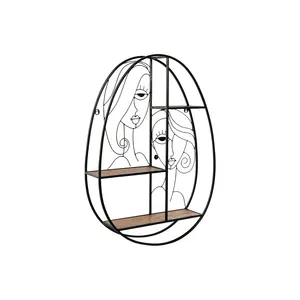 METAL and MDF <b>WALL</b> <b>SHELF</b> 53x12.2x72 <b>BLACK</b> - Product Image 4