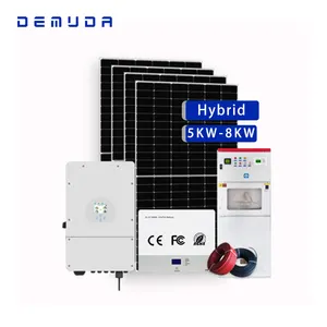 Energy EU 5KW 8KW Half Cells 182mm Solar Panels Cells 48V Lifepo4 Battery Roof Off On Hybrid Solar Energy System For Home Use