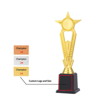 Nouveau trophée étoile en plastique de 30cm avec base vierge noire haute pour logo personnalisé et marques Design personnalisé sur les trophées étoiles