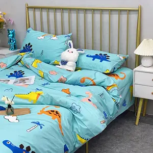 Cartoon Print-A 4 Piece Bedding Set Double Sided Comfortable Duvet Cover Bed Sheet Pillow Cover Bedding Set All Cotton Down D