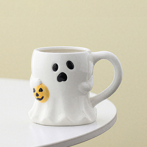 Wholesale Halloween Ceramic <b>Mug</b> <b>Cute</b> Ghost Face 3D Design 301-400ml Microwave Dishwasher Safe Customizable Color Logo Party Gift - Product Image 4