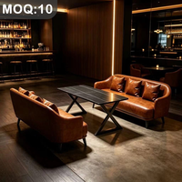 Ensemble de bar moderne personnalisable OEM ODM avec table en marbre, cadre en bois, canapé en cuir, canapé en velours de luxe pour restaurant