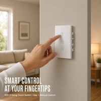 Interrupteur mural intelligent WiFi tactile 3 voies BAREP, homologué cETLus, 10A 125Vac, minuterie APP