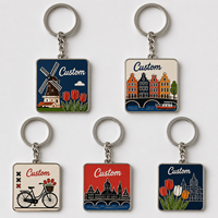 Porte-clés personnalisés en gros de haute qualité Amsterdam, moulin à vent hollandais, tulipe, souvenirs de voyage emblématiques de Hollande