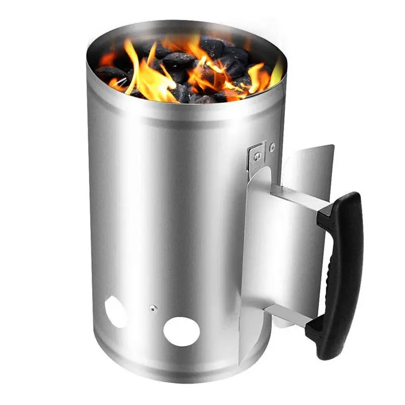 Galvanized Steel Lighter Basket Outdoor Cooking Quick Rapid Fire charcoal chimney starter for Grilling Camping Accessories