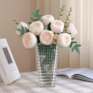 Composition de fleurs artificielles en soie rose, roses hydratantes, grande taille, toucher moderne, couvre-table, Noël, mariage - Product Image 2