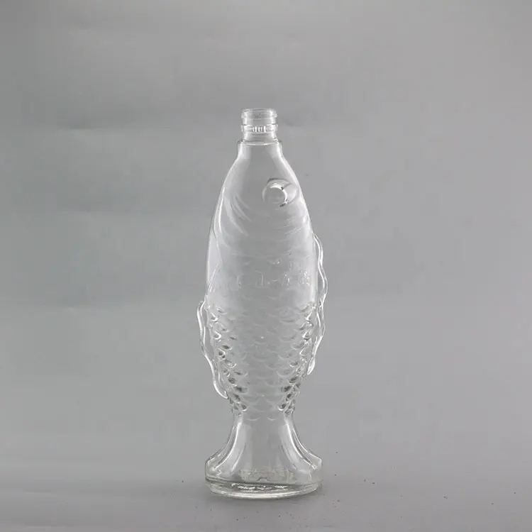 Garrafa de vidro em forma de peixe, garrafa de vidro com 750ml, formato de animal