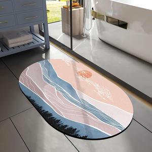 Absorbant séchage rapide abstrait minimaliste tapis <span class=keywords><strong>de</strong></span> salle <span class=keywords><strong>de</strong></span> <span class=keywords><strong>bain</strong></span> tapis montagne et <span class=keywords><strong>soleil</strong></span> ovale <span class=keywords><strong>bain</strong></span> paillasson - Product Image 6