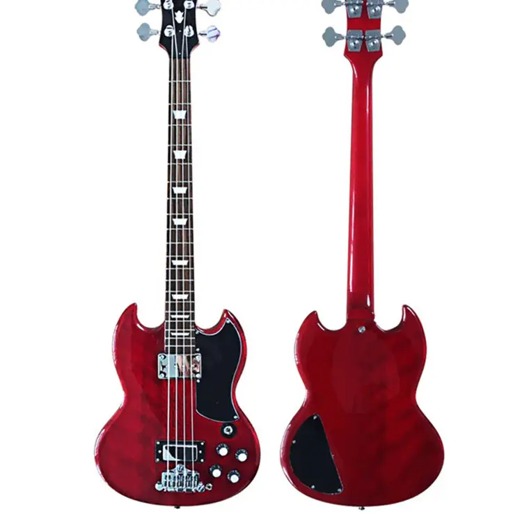 Burgundy 4 string SG electric bass Mahogany body bass Rosewood fingerboard electric guitar bass Provide customized service
