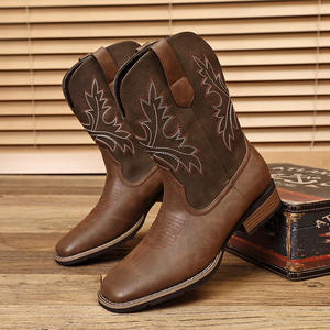 Botas Vaqueras Occidentales para Hombre, Talla Grande 16, Bordado Clásico, Estilo Biker Rockabilly, Tacón Cuadrado, para Todas las Temporadas - Product Image 5