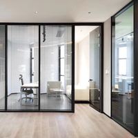 Soundproof Office Half Glass Wall Partition Cubicle with Wood and Glass