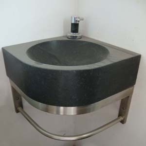 Lavabo de Granito Negro de Bajo Precio, Mini Lavabo de Tamaño Pequeño, Forma Triangular, Lavabo <span class=keywords><strong>Esquinero</strong></span> para Baño - Product Image 4