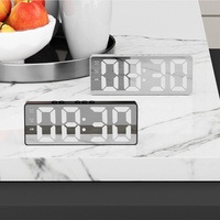 Réveil numérique LED miroir HD, commande vocale, fonction Snooze, double alarme, horloge de Table, double réveil, Mode nuit, luminosité