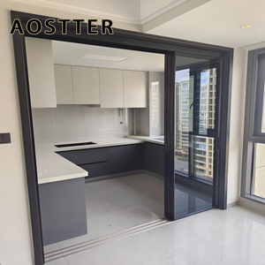 Puerta Corredera de Vidrio y Aluminio Blanco Puro AOSTTER con Diseño Minimalista Contemporáneo y Sistema de Deslizamiento Sin Interrupciones para Estudio - Product Image 3