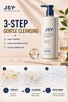 Sampo Pengontrol Minyak JSY 400ml Perawatan Kulit Kepala Pembersih Mendalam Penambah Volume Penguat Rambut Perawatan Harian Formula OEM ODM Label Pribadi