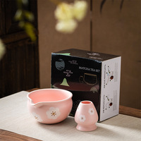 Newell fait à la main émaillé japonais de luxe Chawan Logo personnalisé couleur rose Katakuchi bol à Matcha en forme de coeur avec bec en céramique