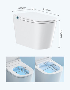 WC intelligent avec siège large, <span class=keywords><strong>chasse</strong></span> <span class=keywords><strong>d</strong></span>'<span class=keywords><strong>eau</strong></span> automatique à siphon, chauffage instantané, double <span class=keywords><strong>alimentation</strong></span> en <span class=keywords><strong>eau</strong></span>, en céramique, télécommande - Product Image 6