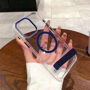 JUNBO Custodia Protettiva Antiurto Magnetica in Metallo Resistente con Supporto Integrato per Huawei Nova Y73s Y74 Max, Cover Trasparente con Bumper - Product Image 2