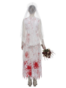 Disfraz de <span class=keywords><strong>novia</strong></span> zombi desgarrada y sangrienta para mujer, vestido de <span class=keywords><strong>novia</strong></span> fantasma oscuro para Halloween, disfraz elegante para fiesta, escenario o obra de teatro - Product Image 5