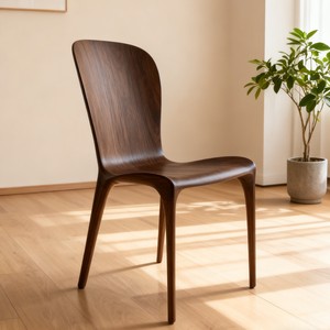 Silla de comedor informal de madera maciza con espalda curva y sistema de mortaja completa, estilo nórdico moderno, de Fresno Norteamericano <span class=keywords><strong>Eureka</strong></span>, para el hogar - Product Image 3