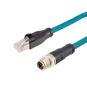 M12 شبكة جيجابت كابل كاميرا صناعية جدا مرنة الاستشعار كابل M12 إلى RJ45 Cognex 8pin X رمز كابل