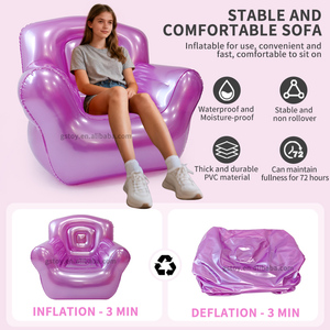 Poltrona Gonfiabile Resistente Multicolore in PVC, Sedia Singola Gonfiabile per Campeggio all'Aperto e Uso Domestico - Product Image 6