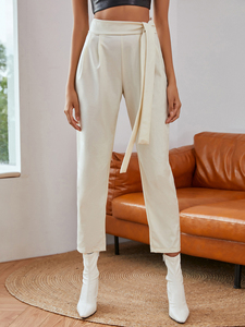 Weixin Dropshipping <span class=keywords><strong>pantaloni</strong></span> da donna <span class=keywords><strong>bianchi</strong></span> <span class=keywords><strong>con</strong></span> <span class=keywords><strong>cintura</strong></span> annodata OEM - Product Image 3