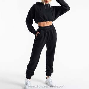 Sudadera con <span class=keywords><strong>capucha</strong></span> de yoga con dobladillo y cordón de algodón para mujer con logotipo personalizado - Product Image 3