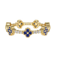 Bague en argent sterling 925 plaqué or avec fleur bleue en zircone cubique, bijoux floraux tendance pour femmes