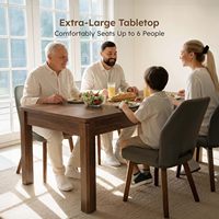 Table à manger rustique en chêne de 70 pouces avec plateau de 1,18 pouce d'épaisseur, capacité de 400 livres et pieds carrés robustes pour salle à manger.