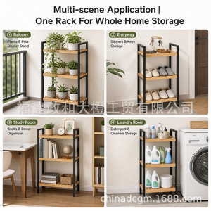 Three Layer Bamboo Bathroom <b>Shelf</b> 60X70cm Freestanding Storage Rack For Home Living Room <b>Bedroom</b> Balcony - Product Image 4