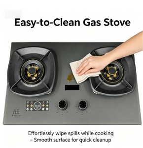 Cuisinière à gaz 2 brûleurs durable et économe en énergie avec panneau anti-graisse nano, brûleur entièrement en cuivre, minuterie et protection anti-extinction de flamme – Table de cuisson économique - Product Image 4