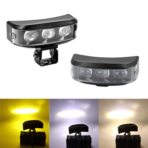 ไฟสปอร์ตไลท์มอเตอร์ไซค์ 3 เลนส์ สีขาวเหลือง ไฟกระพริบ RGB Demon Eye ไฟหน้า สำหรับดัดแปลงอัพเกรด วัสดุอะลูมิเนียมเกรดอากาศยาน - Product Image 1