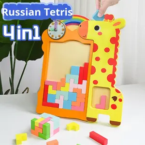 Jouet en bois de dessin animé de ventes directes d'usine apprentissage précoce pour les blocs <span class=keywords><strong>Tetris</strong></span> girafe de construction créative pour le bois pratique de bébé - Product Image 2