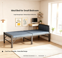 Lit pliant en fer convertible avec matelas et cadre pliable pour la maison, l'hôtel, le bureau, l'école et la chambre à coucher