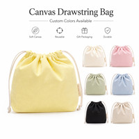 Sac à cordon en toile robuste de 12 oz avec logo personnalisé, pochette de rangement à soufflets 3D SKD3024 avec cordon en coton et étiquette latérale