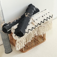 Tapis imprimé géométrique abstrait moderne et tapis de sol en coton tissé pose de paillassons d'entrée