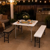 Table à manger carrée pliante au design moderne, plateau en HDPE, mobilier en plastique portable et imperméable pour petit appartement ou patio