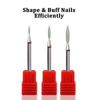 Mata Bor Kuku Bentuk Api Berlian 3/32 Shank Dry Manicure Burr untuk Membersihkan Kuku dan Menghilangkan Kutikula