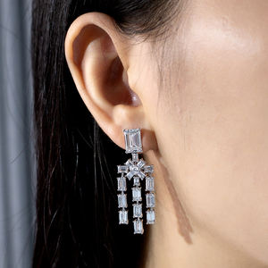 Pendientes de Diamantes de Oro Blanco PT950 MSE-866 de Messi Jewelry para Mujer - Product Image 3