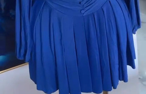 <strong>Women</strong> Slim Fit Satin High Waisted Puff Sleeves V-neck Pleated <strong>Collar</strong> Long Sleeved Washable Summer Socialite Party <strong>Dress</strong> French - Product Image 5