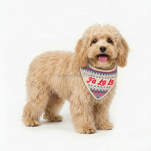 Bandana de Noël de luxe personnalisé avec logo, tricoté, anti-rayures, motif, fermeture à pression réglable, foulard triangulaire pour chien, accessoire de vacances pour animaux de compagnie - Product Image 2
