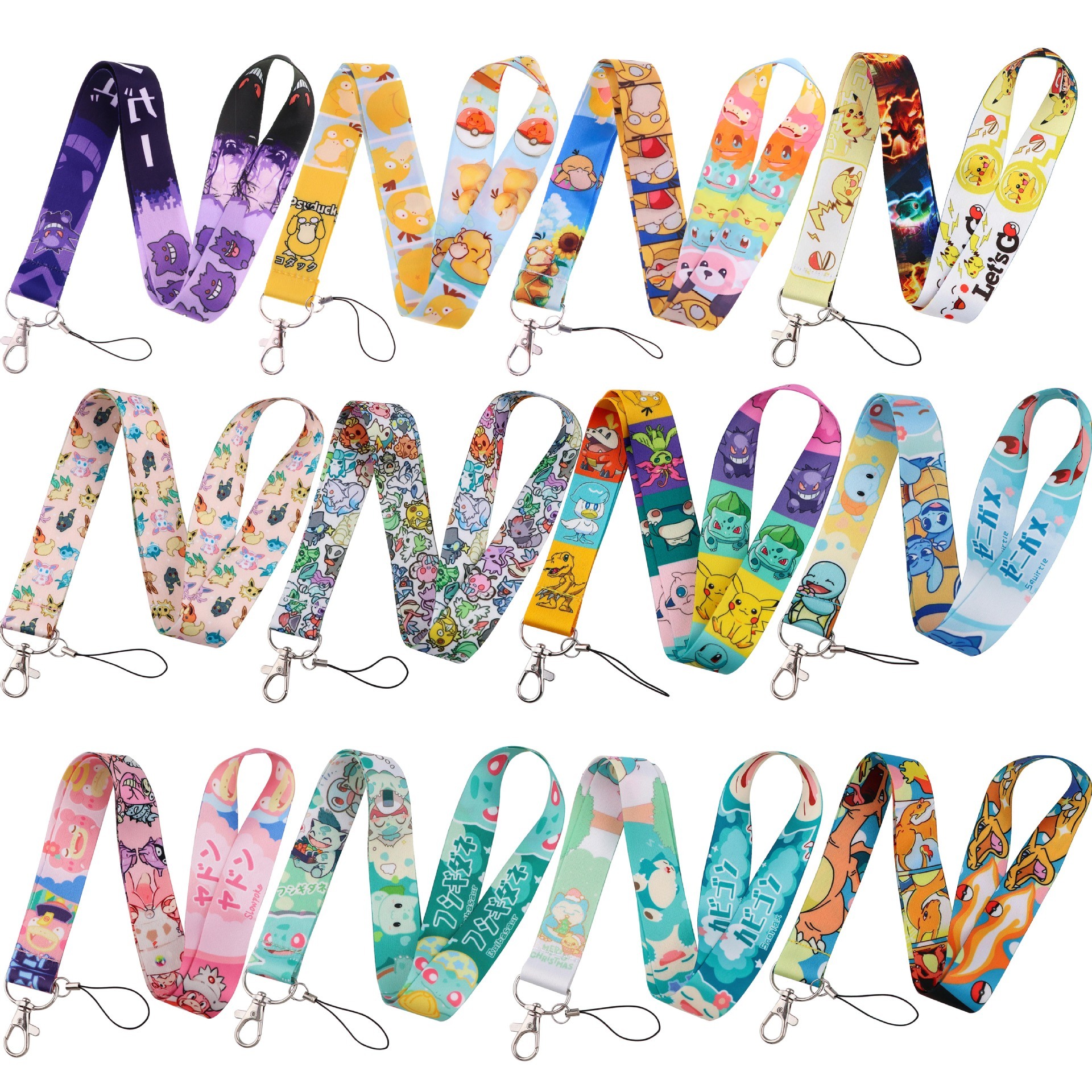 Promotional Gifts Lanyard Cartoon Poke Pika Psyduck Charmander Bulbasaur Squirtle Gengar Lanyards Anti-Lost Lanyards Accessories