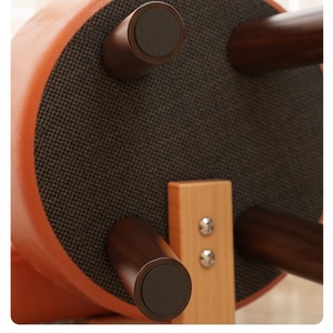 Taburete Pequeño <span class=keywords><strong>de</strong></span> Madera con Respaldo, Estructura Resistente, Asiento Acolchado Suave - Diseño Moderno para Sala <span class=keywords><strong>de</strong></span> Estar y Dormitorio, Banco para Cambiar Zapatos - Product Image 3