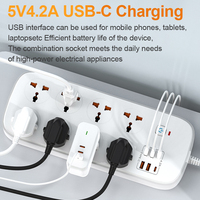 Protector Universal Contra Sobretensiones Eléctricas con Enchufe de Extensión USB para el Hogar