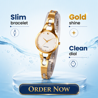Montre à quartz pour femmes en acier inoxydable doré de luxe, marque tendance, neuve, résistante à l'eau, best-seller