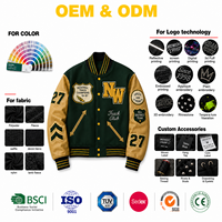 Blousons de baseball en laine et cuir avec patch brodé chenille personnalisé, style streetwear, blouson bomber universitaire, blouson varsity pour la vente en gros