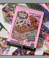 Libro de Colección de Pegatinas de Escenas en Miniatura, Hecho a Mano, Juego Completo de Pegatinas 3D para Casa, Pegatinas Estereoscópicas de Cabina, Serie Terror Town 5.0